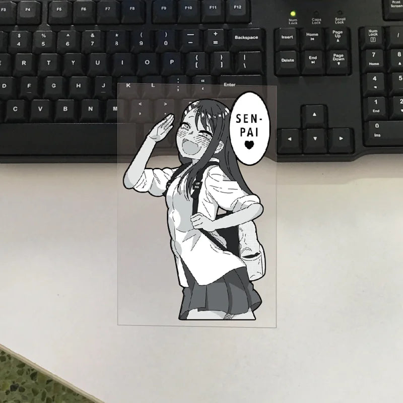 Black and White Anime Characters Waterproof Reflective Decals Body Window Fuel Tank Cover Decoration Beautification Stickers