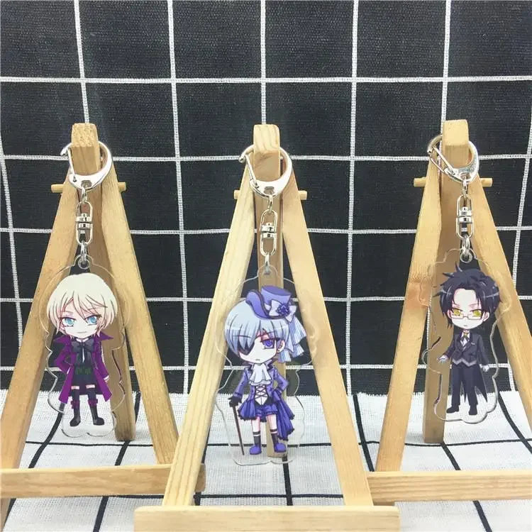 2024 Black Butler Keychain Double Sided Key Chain Acrylic Pendant Anime Accessories Cartoon Key Ring
