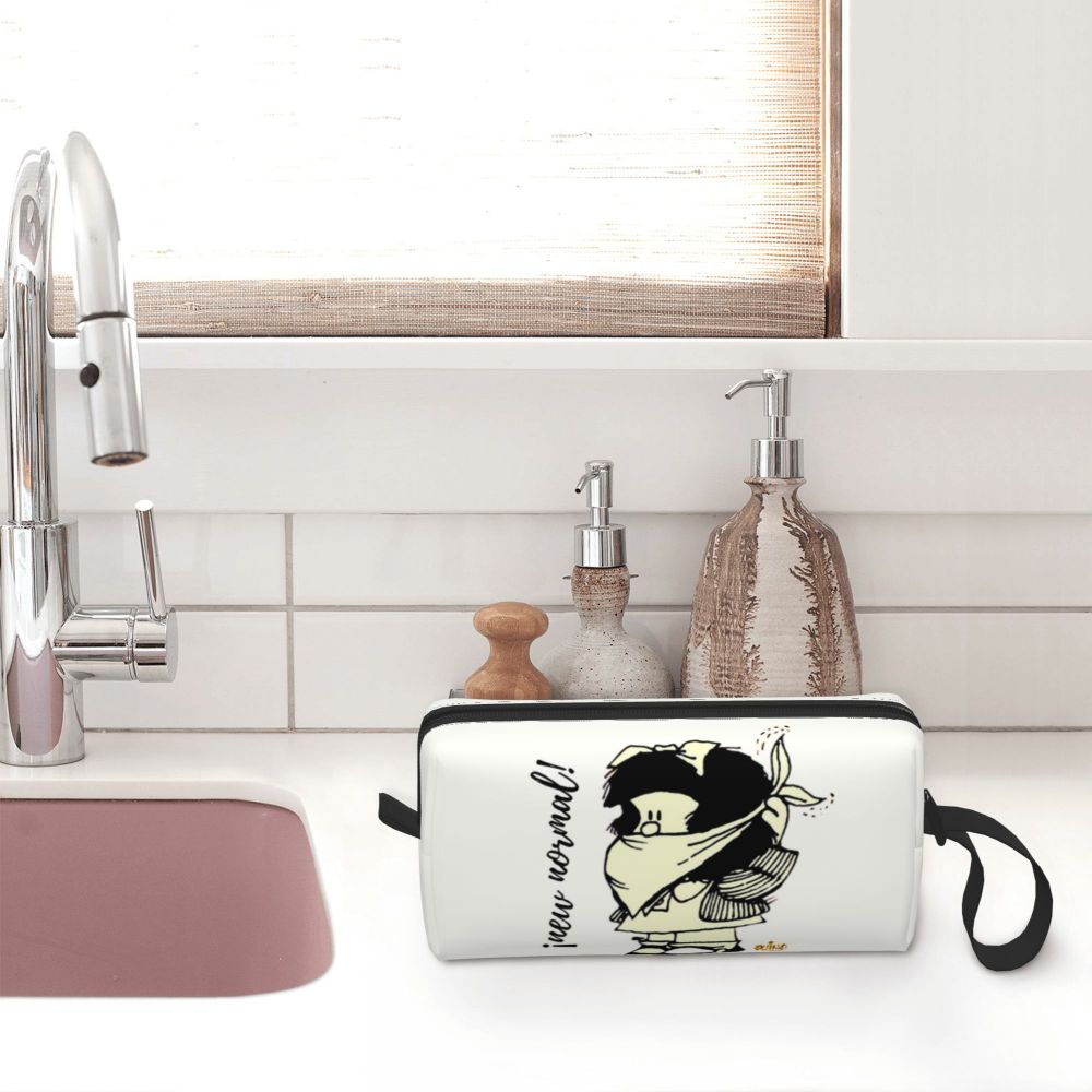 Custom Humor Manga Mafalda Travel Toiletry Bag Women Quino Argentina Cosmetic Makeup Bag Beauty Storage Bags Dopp Kit Box Case