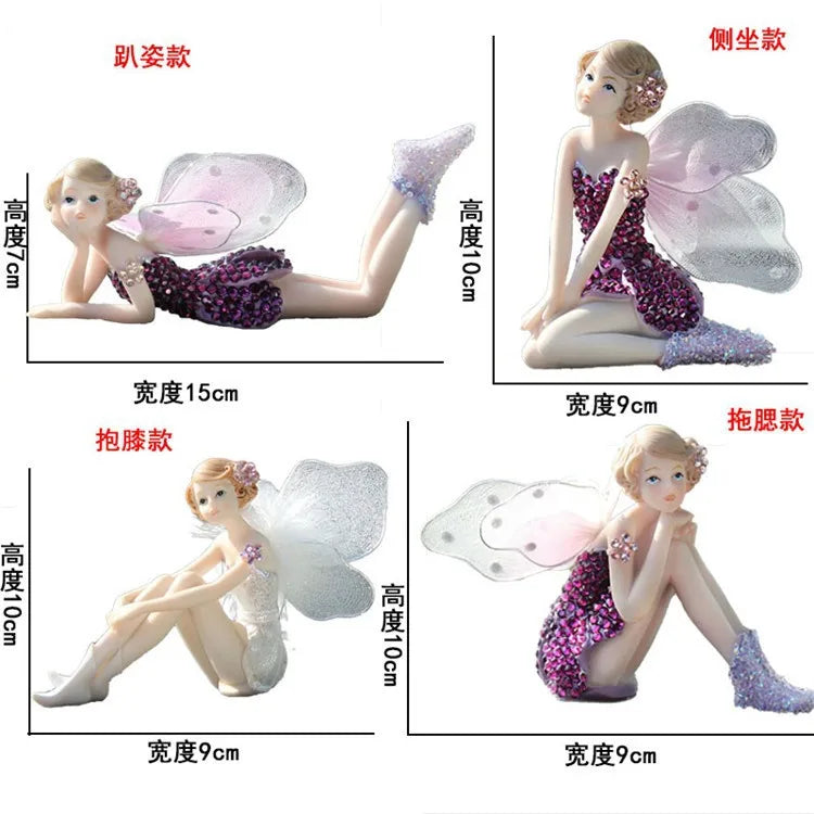Car Ornament Anime Model Kawaii Diamond Wings Angel Ballet Girl Figure Auto Interior Decoration Women Pink Dashboard Accessories
