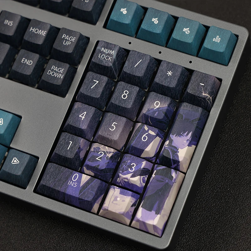 108 Keys Genshin Impact Scaramouche Game PBT keycaps, Cherry Profile Keycaps for 61/87 /104/108 Mechanical Keyboard