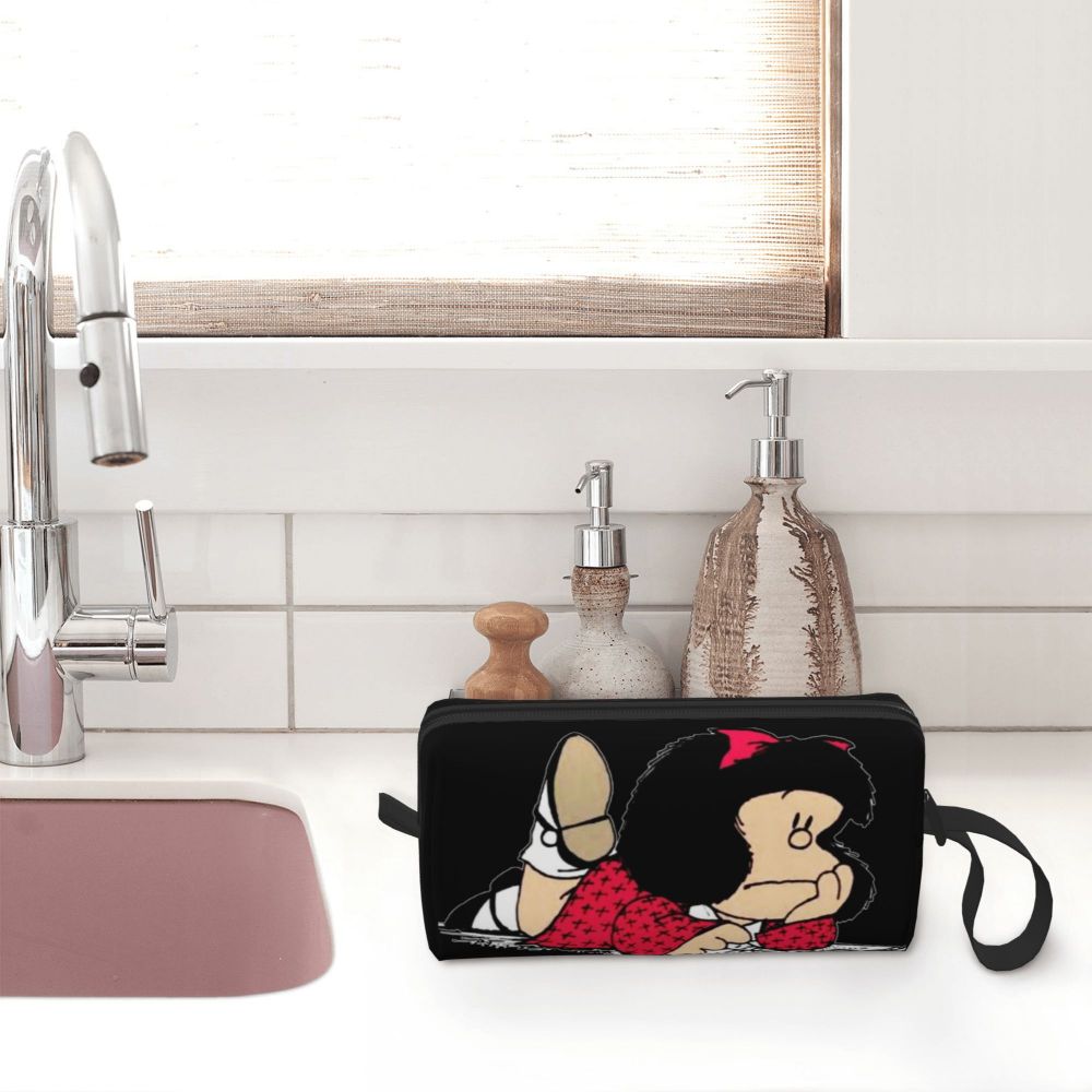 Custom Mafalda Balloon Heart Makeup Bag Women Travel Cosmetic Organizer Quino Manga Cartoon Storage Toiletry Bags Dopp Kit Case