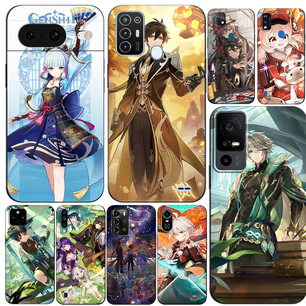 Black Tpu Case For ZTE blade A52 LITE A53 A72 V41 SMART lite plus smart axon 4 lite 4G 5G Genshin Impact