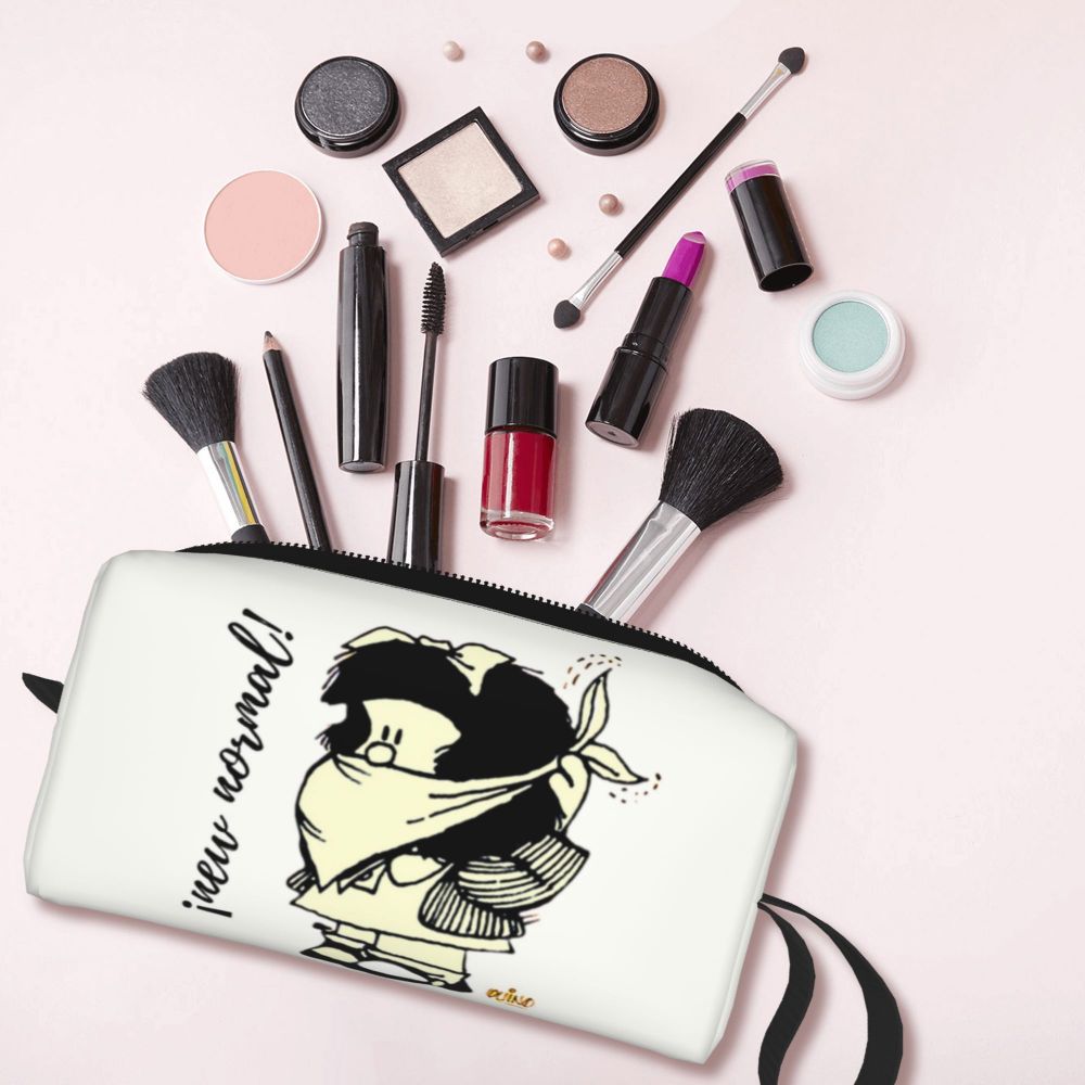 Custom Humor Manga Mafalda Travel Toiletry Bag Women Quino Argentina Cosmetic Makeup Bag Beauty Storage Bags Dopp Kit Box Case