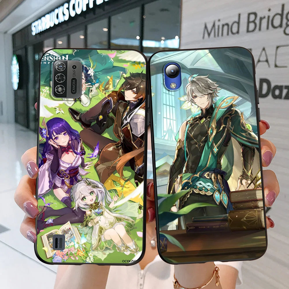 Black Tpu Case For ZTE blade A52 LITE A53 A72 V41 SMART lite plus smart axon 4 lite 4G 5G Genshin Impact