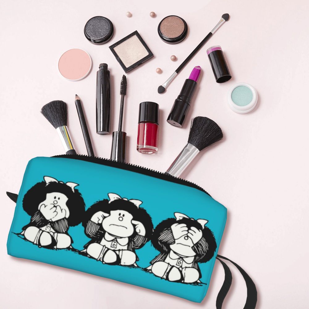 Custom Humor Manga Mafalda Travel Toiletry Bag Women Quino Argentina Cosmetic Makeup Bag Beauty Storage Bags Dopp Kit Box Case