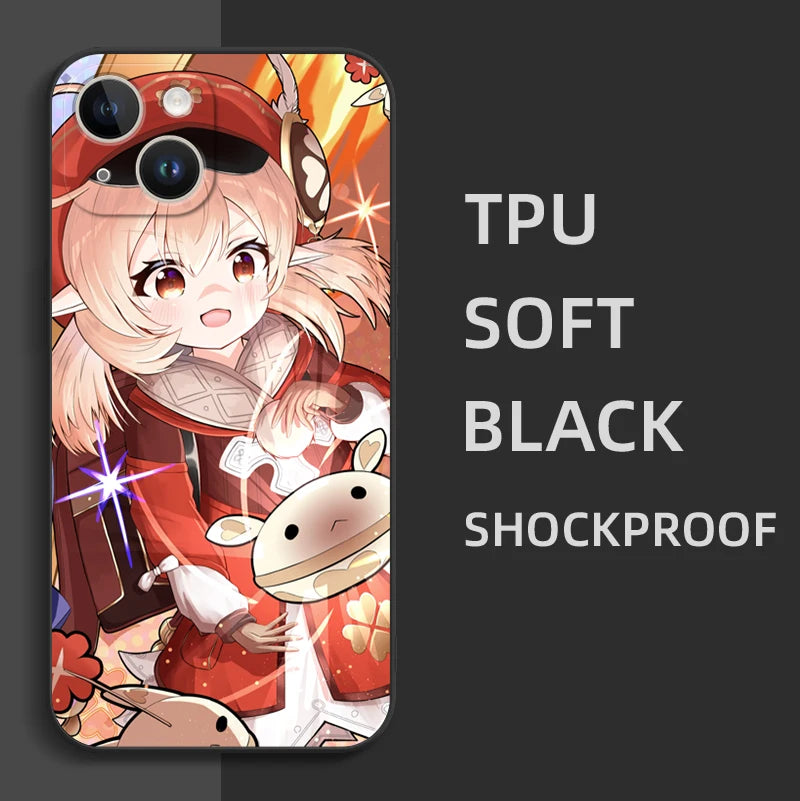 Black Tpu Case For ZTE blade A52 LITE A53 A72 V41 SMART lite plus smart axon 4 lite 4G 5G Genshin Impact