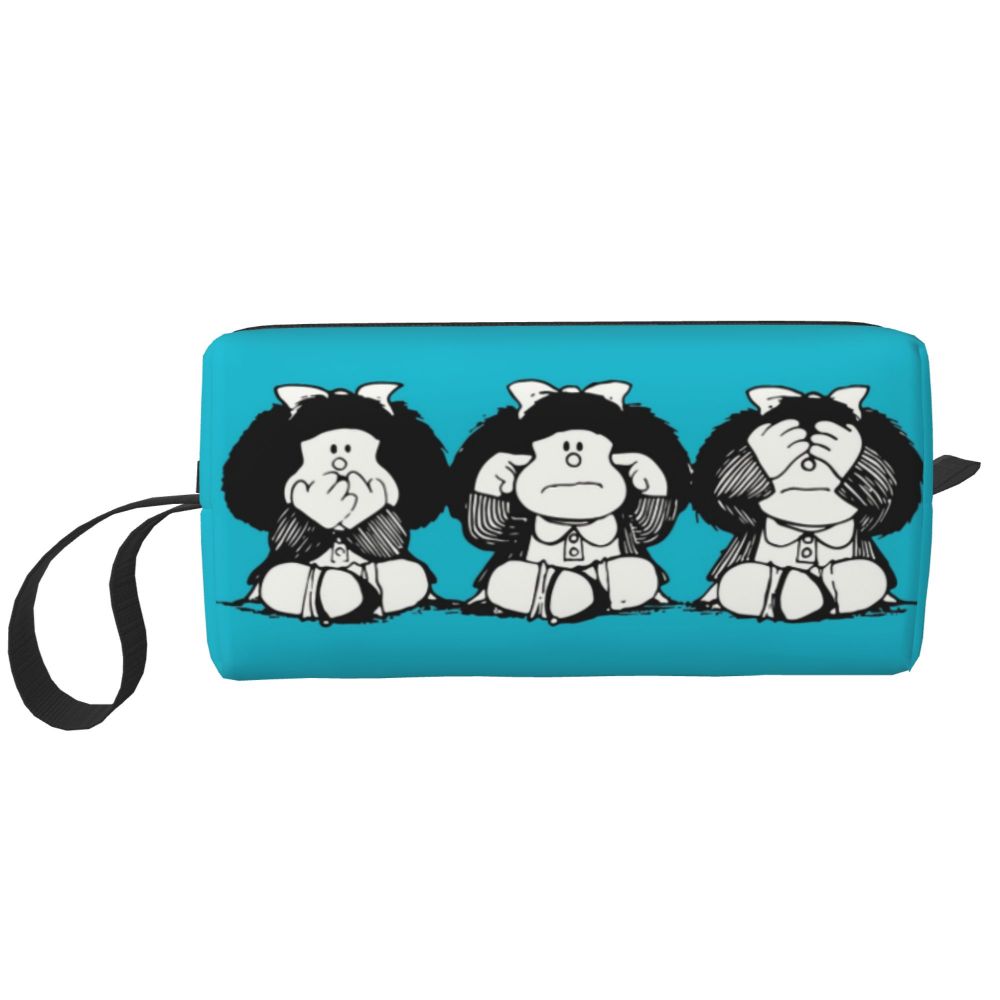 Custom Humor Manga Mafalda Travel Toiletry Bag Women Quino Argentina Cosmetic Makeup Bag Beauty Storage Bags Dopp Kit Box Case