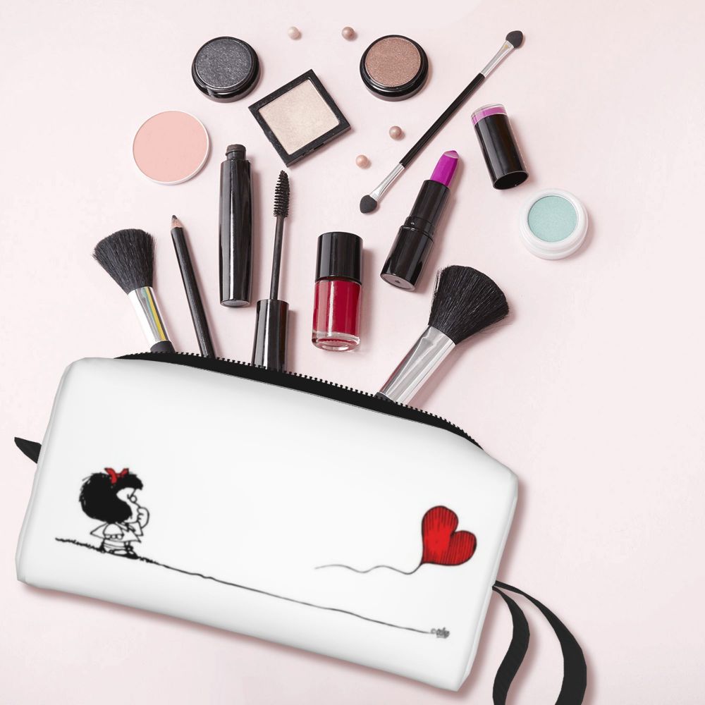 Custom Mafalda Balloon Heart Makeup Bag Women Travel Cosmetic Organizer Quino Manga Cartoon Storage Toiletry Bags Dopp Kit Case