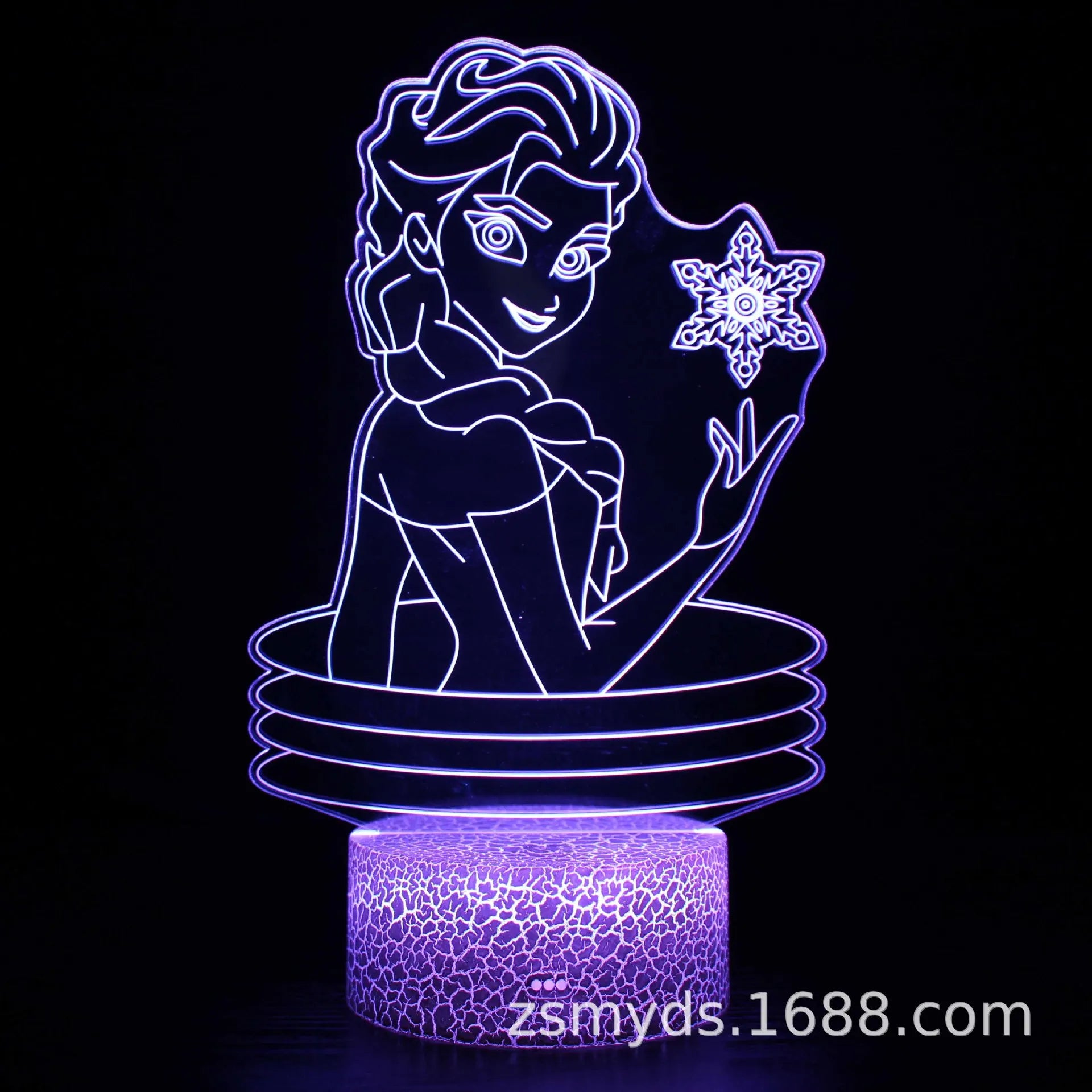 Disney Anime Frozen Series Princess Elsa 3D Night Light Creative Colorful Remote Control 3DLED Girl Gift Table Light Room Decor
