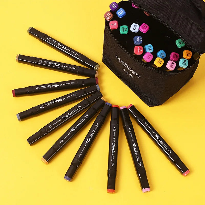 24/36/48/60/80/168 Colors Art Markers Brush Pen Sketch Alcohol Based Markers Dual Head Manga Drawing Pens Art Supplies