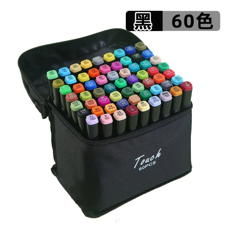 24/36/48/60/80/168 Colors Art Markers Brush Pen Sketch Alcohol Based Markers Dual Head Manga Drawing Pens Art Supplies