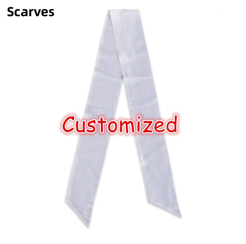 Customized Your Own Design Fashion Anime Silk Scarves Summer Cartoon Neck Scarf Wrap Neckerchief Unisex Birthday Gift