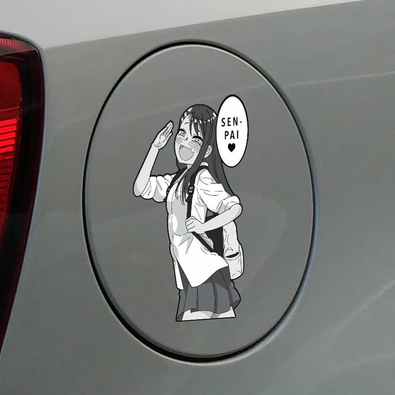Black and White Anime Characters Waterproof Reflective Decals Body Window Fuel Tank Cover Decoration Beautification Stickers