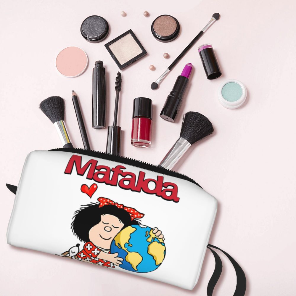 Custom Mafalda Balloon Heart Makeup Bag Women Travel Cosmetic Organizer Quino Manga Cartoon Storage Toiletry Bags Dopp Kit Case