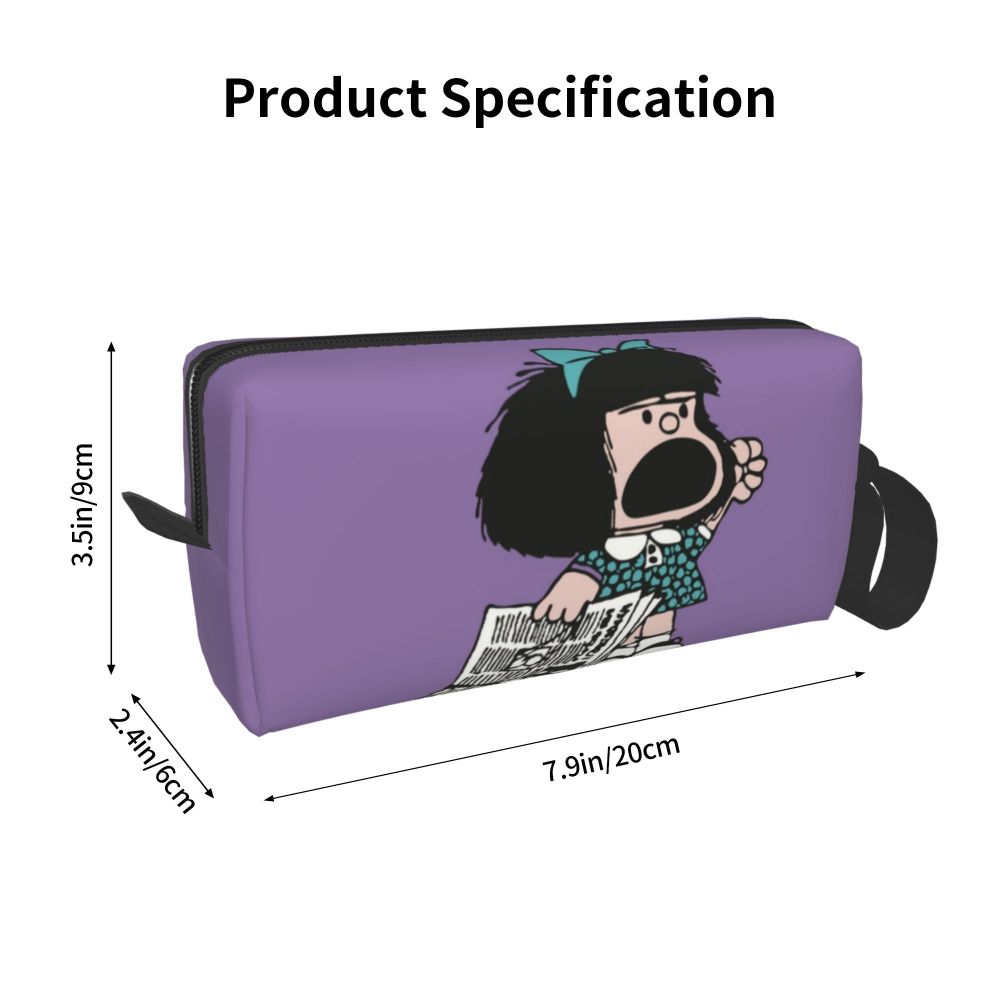 Custom Humor Manga Mafalda Travel Toiletry Bag Women Quino Argentina Cosmetic Makeup Bag Beauty Storage Bags Dopp Kit Box Case
