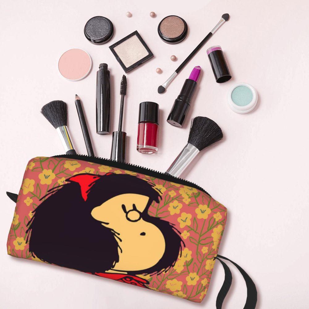 Custom Humor Manga Mafalda Travel Toiletry Bag Women Quino Argentina Cosmetic Makeup Bag Beauty Storage Bags Dopp Kit Box Case