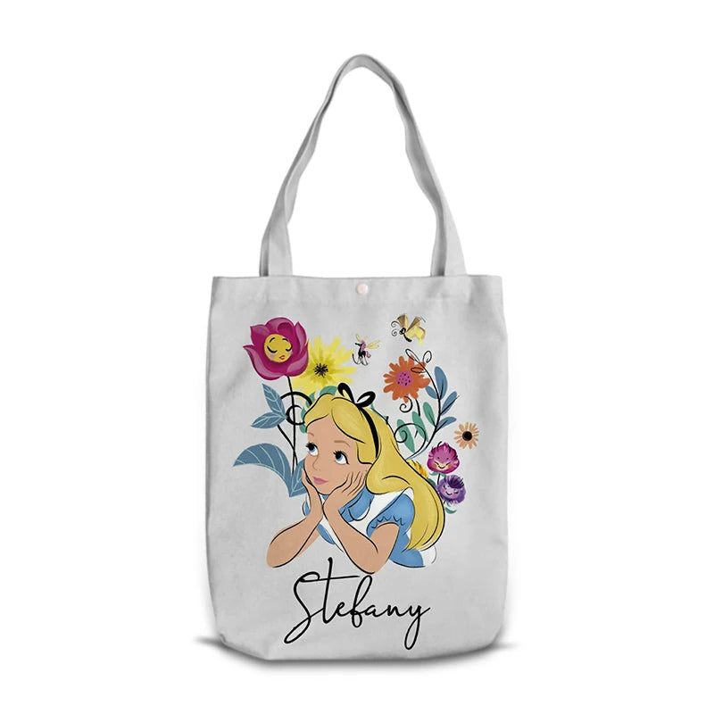 Disney Alice in Wonderland M0041 Anime Shoulder Bags Cartoon Customized Shopping Bag Casual Tote Storage Handbag Gift
