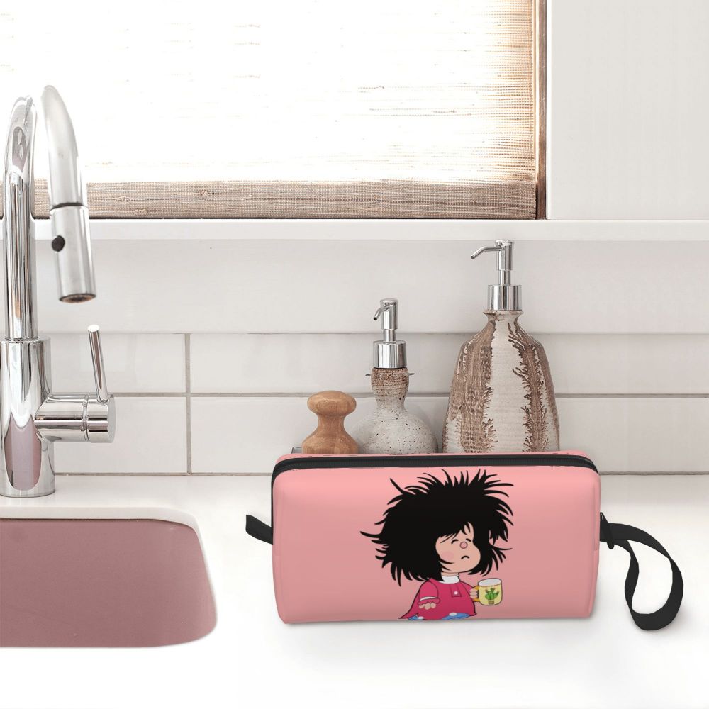 Custom Mafalda Balloon Heart Makeup Bag Women Travel Cosmetic Organizer Quino Manga Cartoon Storage Toiletry Bags Dopp Kit Case