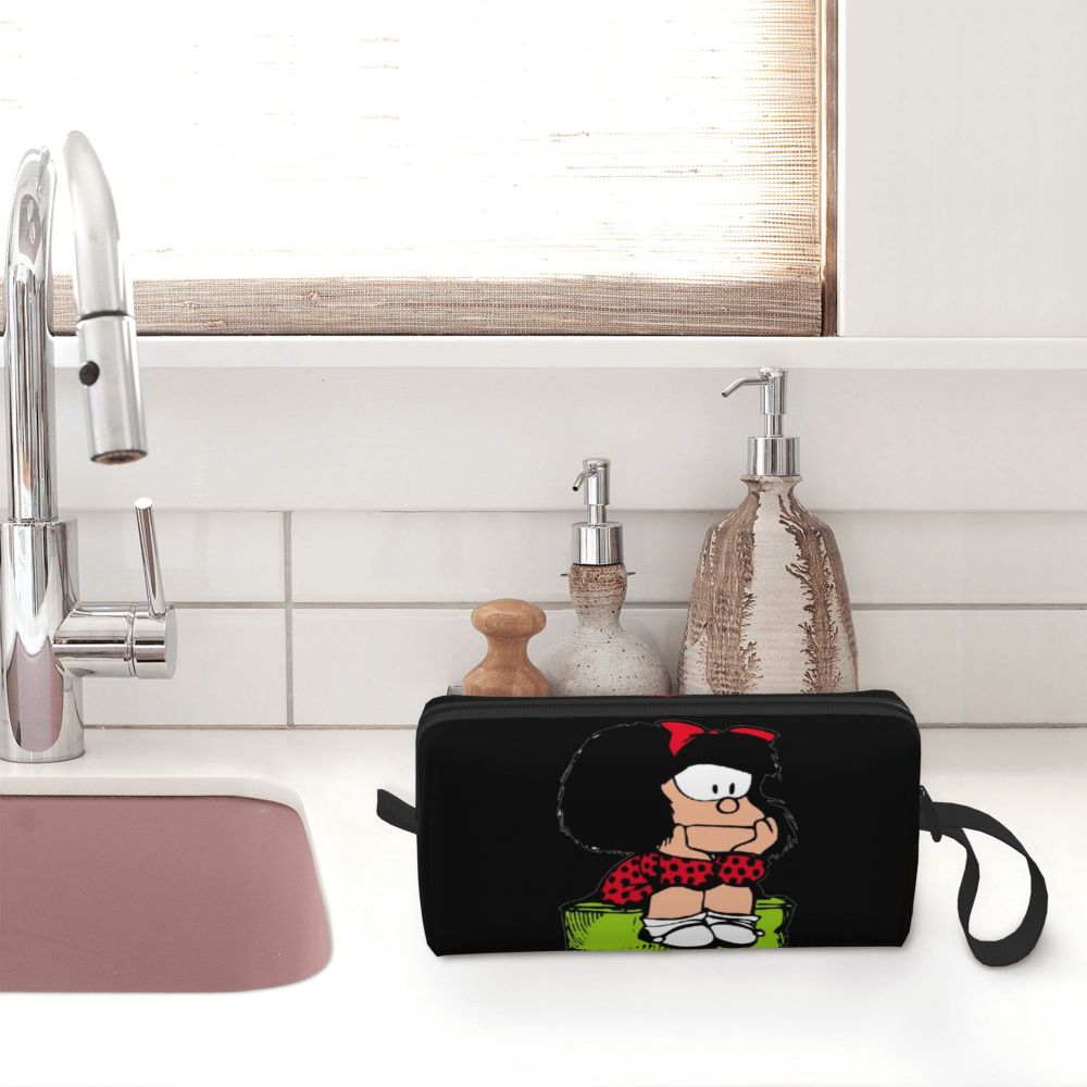 Custom Mafalda Balloon Heart Makeup Bag Women Travel Cosmetic Organizer Quino Manga Cartoon Storage Toiletry Bags Dopp Kit Case