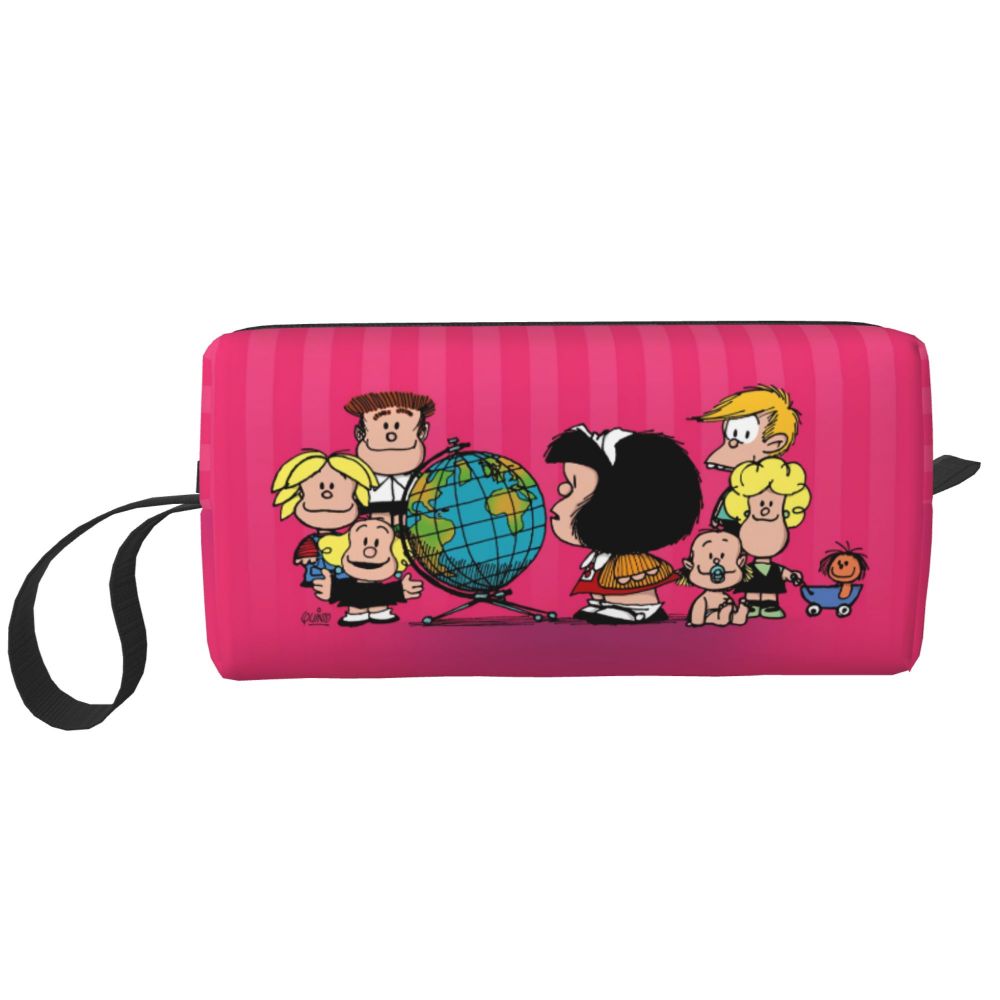 Custom Humor Manga Mafalda Travel Toiletry Bag Women Quino Argentina Cosmetic Makeup Bag Beauty Storage Bags Dopp Kit Box Case