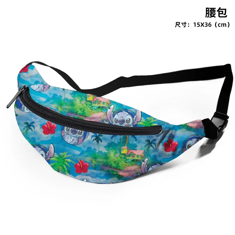 Disney Lilo & Stitch C54671 Anime Chest Bags Cartoon Customized Shoulder Waist Bag Casual Tote Storage Unisex Gift