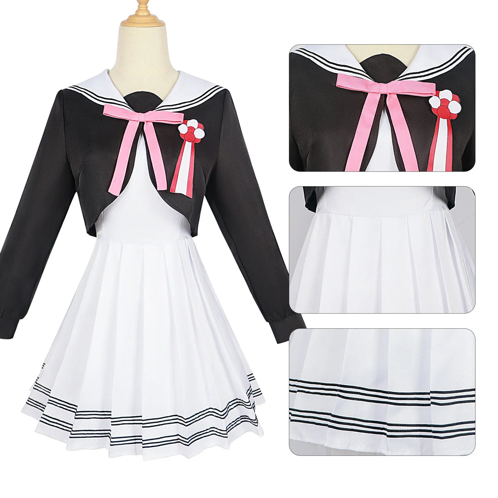 Anime Konohoshi Umika Cosplay Costume Manga Time Kirara White Dress Black Mini Coat School Jk Uniform Halloween for Girls