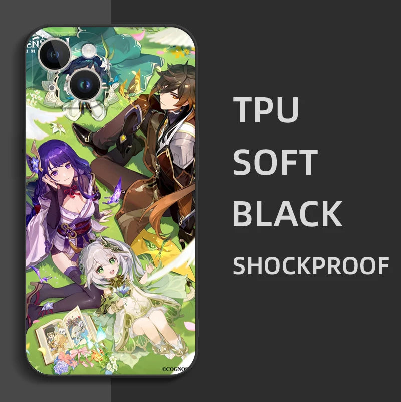 Black Tpu Case For ZTE blade A52 LITE A53 A72 V41 SMART lite plus smart axon 4 lite 4G 5G Genshin Impact