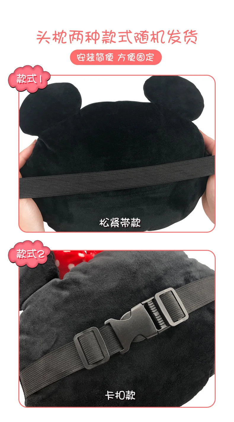 Disney Anime Figure Mickey Minne Car Headrest Neck Protection Pillow Ornament Cute Cartoon Auto Seat Headrest Decor Accessories
