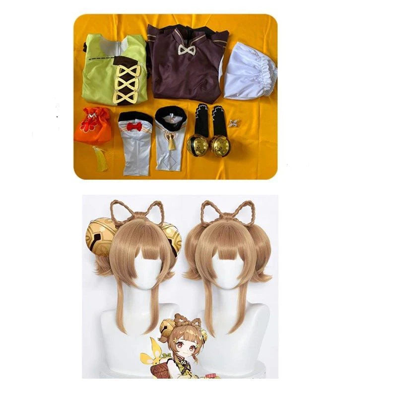 2022 Genshin Impact Yaoyao Cute Cosplay Costume Uniform Wig Cosplay Anime Game Yaoyao Chinese Style Halloween Costumes For Women