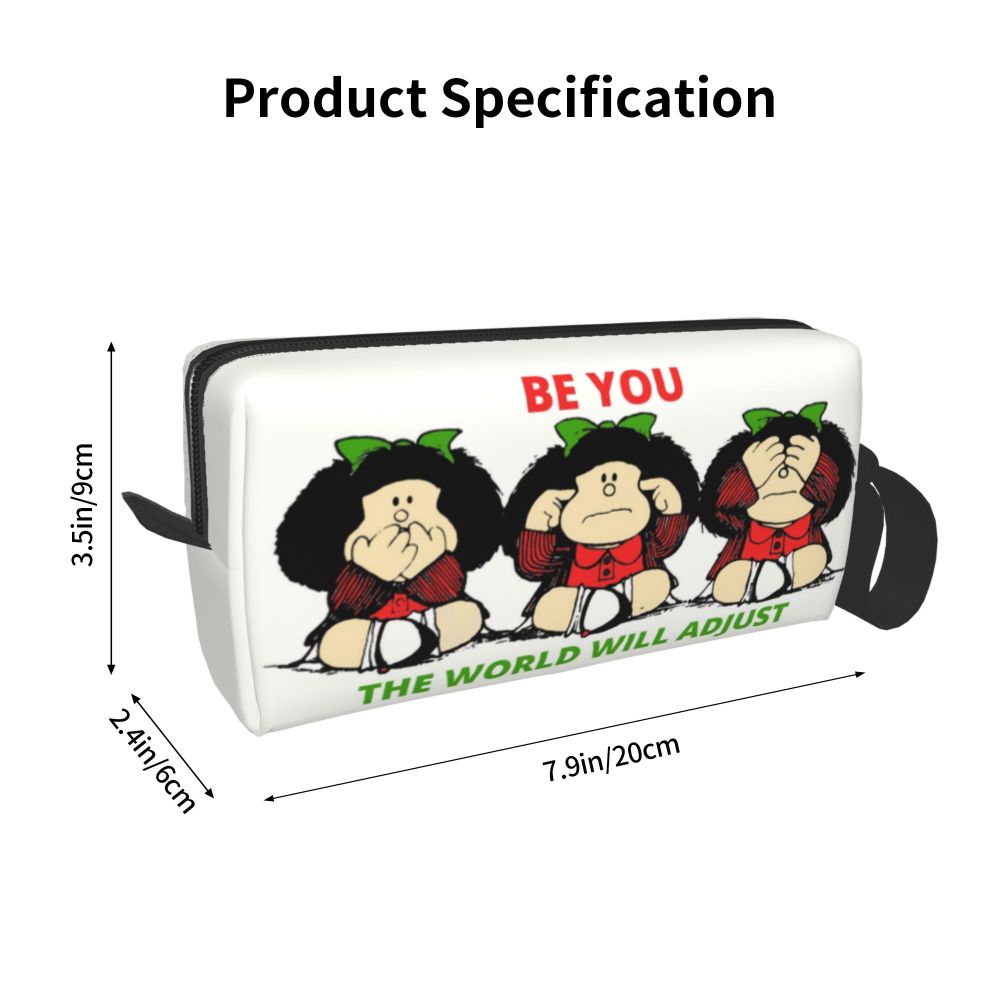 Custom Humor Manga Mafalda Travel Toiletry Bag Women Quino Argentina Cosmetic Makeup Bag Beauty Storage Bags Dopp Kit Box Case
