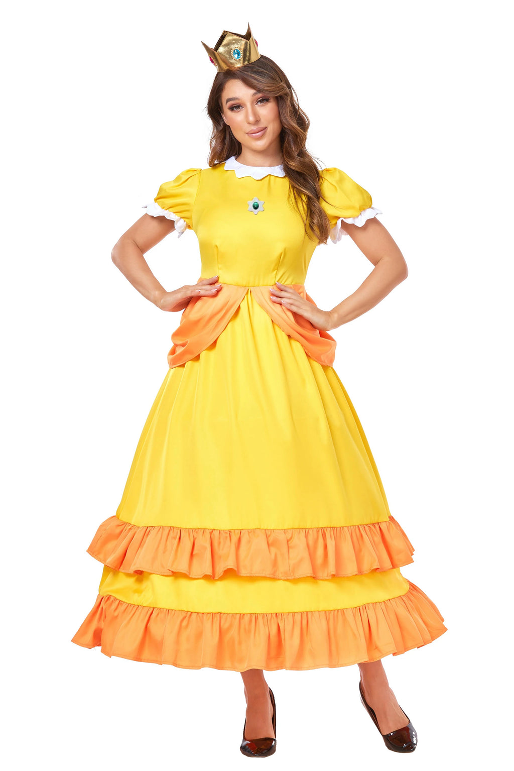 Daddy Princess Peach Cosplay Costume Peach Pink Dress Adult Rosalina Blue Dress Crown Suit Women Halloween Anime Cosplay Costume