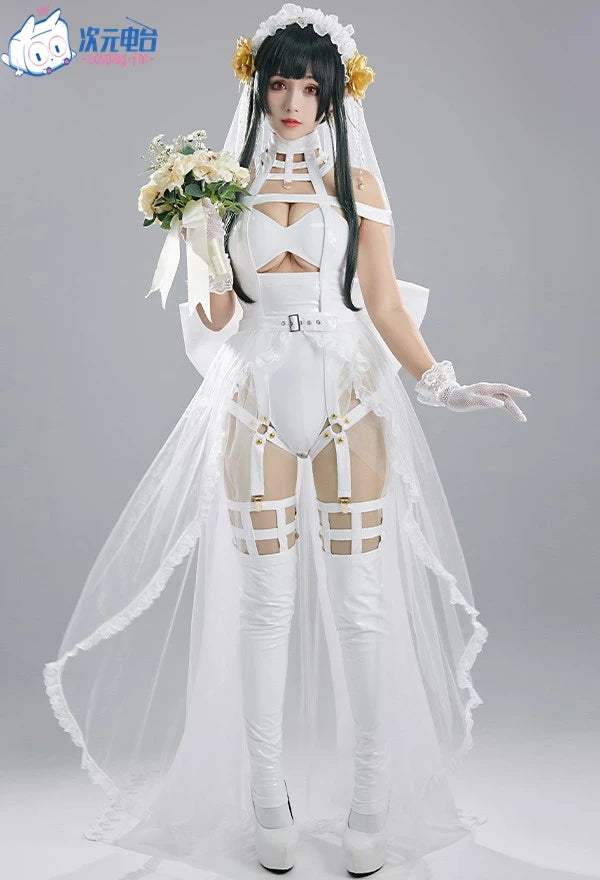 Anime SPY X FAMILY Yor Forger Briar Cosplay Costumes Doujin Wedding Dresses Girls Halloween Lolita Jumpsuit Bows Gloves Earrings