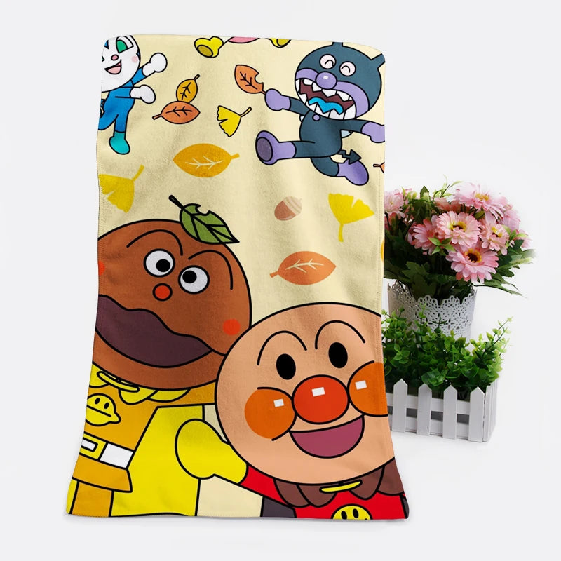 1PCS Anpanman 98764 Fashion Customized Anime Bath Towels Handkerchief Face Towel Cartoon Washcloth Unisex NEW