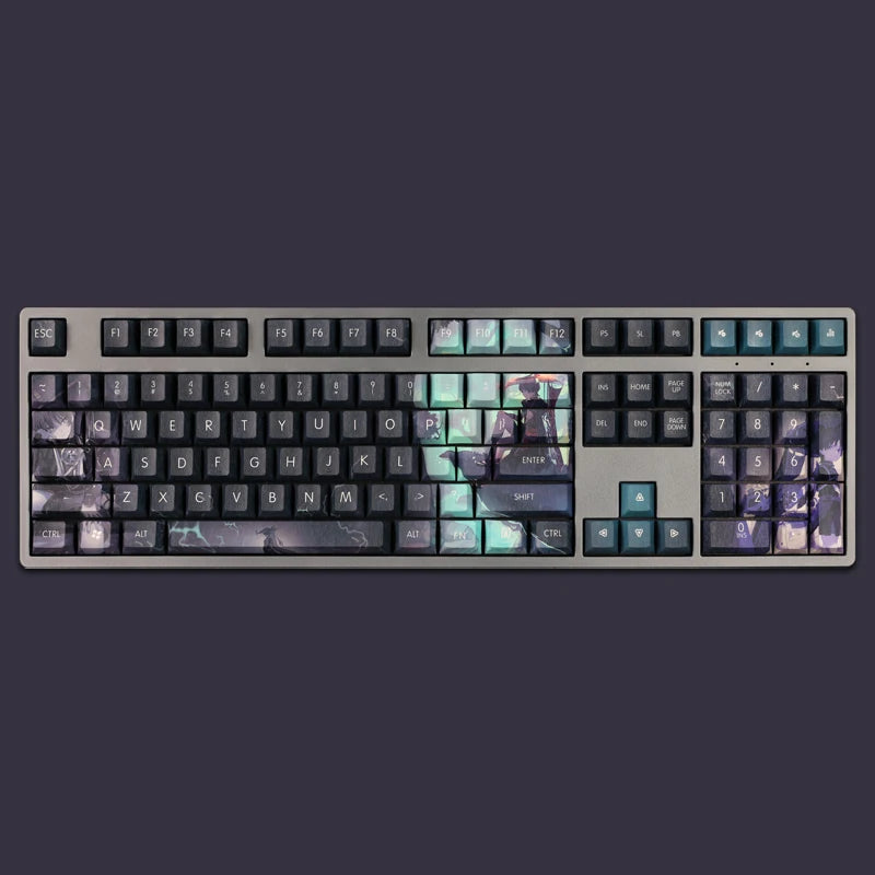 108 Keys Genshin Impact Scaramouche Game PBT keycaps, Cherry Profile Keycaps for 61/87 /104/108 Mechanical Keyboard