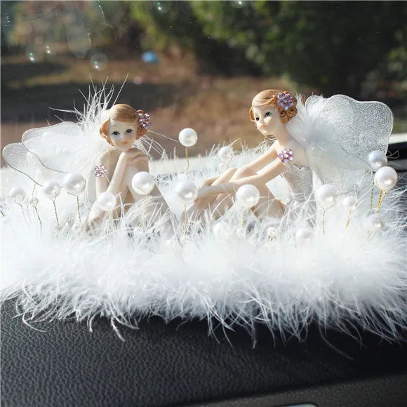Car Ornament Anime Model Kawaii Diamond Wings Angel Ballet Girl Figure Auto Interior Decoration Women Pink Dashboard Accessories