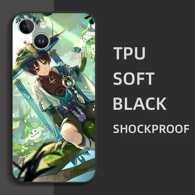 Black Tpu Case For ZTE blade A52 LITE A53 A72 V41 SMART lite plus smart axon 4 lite 4G 5G Genshin Impact