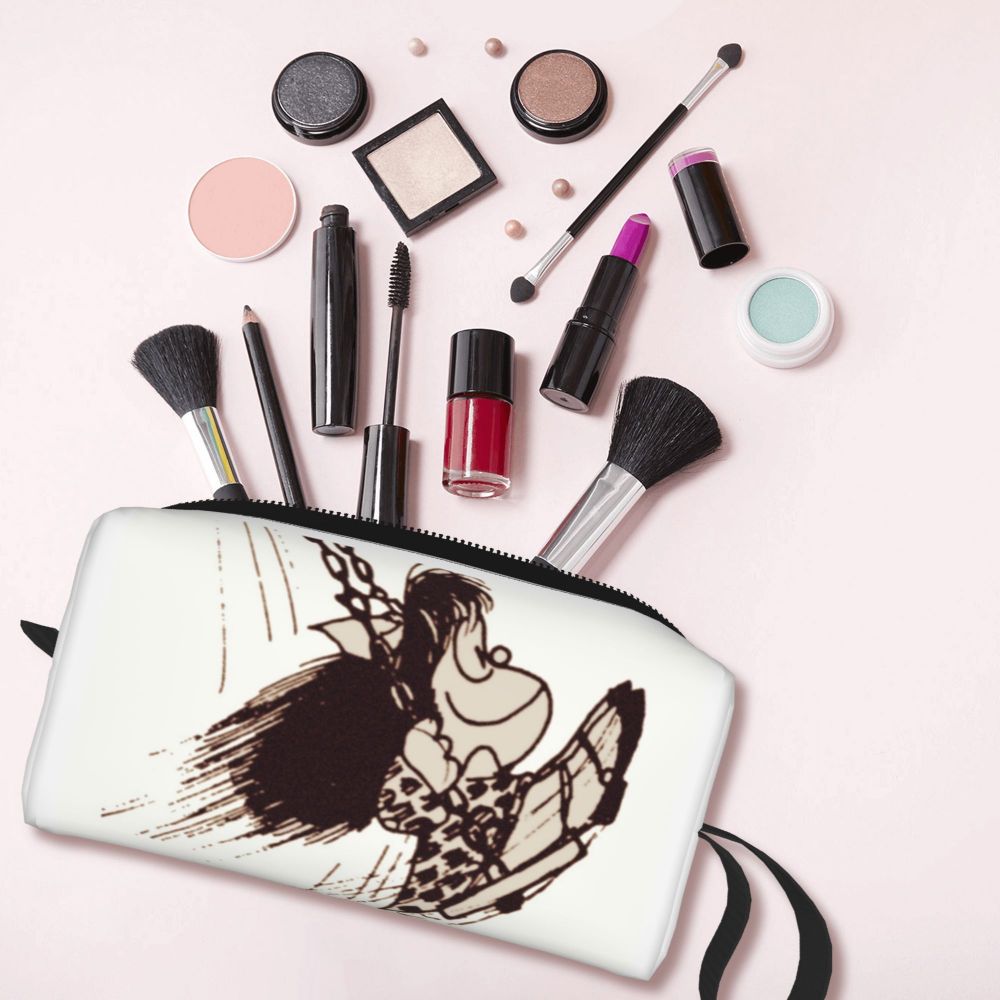 Custom Humor Manga Mafalda Travel Toiletry Bag Women Quino Argentina Cosmetic Makeup Bag Beauty Storage Bags Dopp Kit Box Case