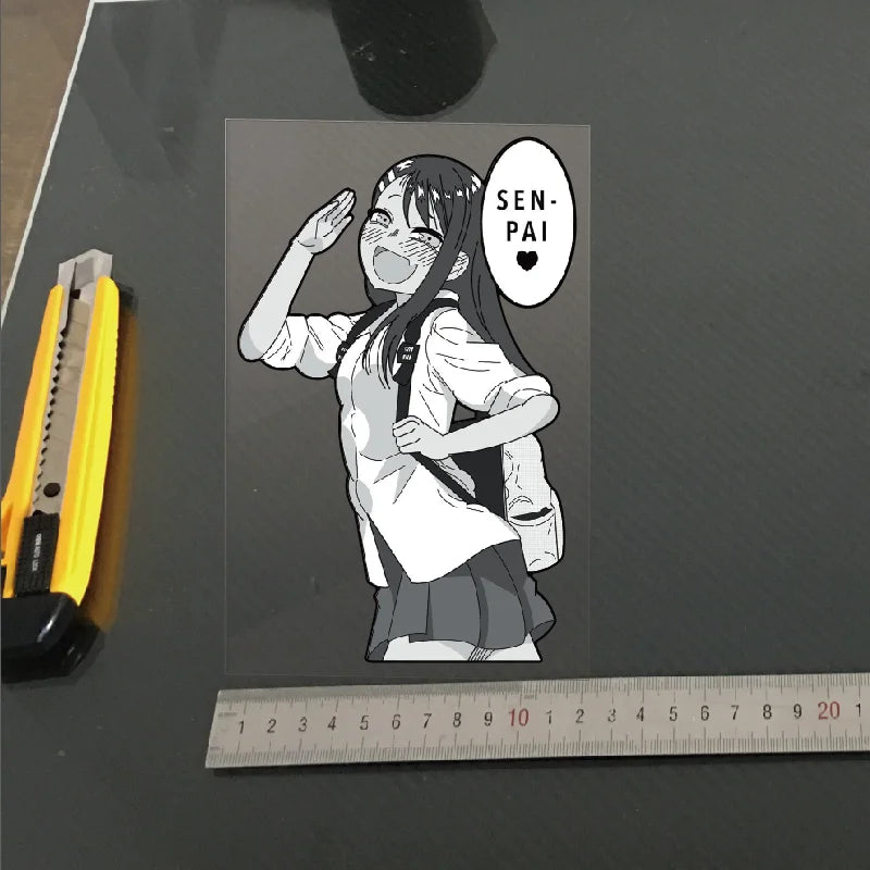 Black and White Anime Characters Waterproof Reflective Decals Body Window Fuel Tank Cover Decoration Beautification Stickers