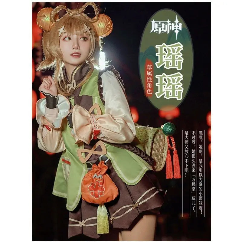 2022 Genshin Impact Yaoyao Cute Cosplay Costume Uniform Wig Cosplay Anime Game Yaoyao Chinese Style Halloween Costumes For Women