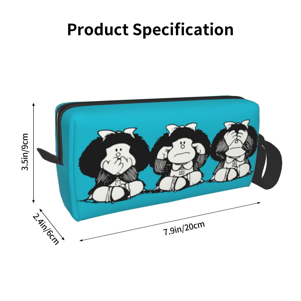 Custom Humor Manga Mafalda Travel Toiletry Bag Women Quino Argentina Cosmetic Makeup Bag Beauty Storage Bags Dopp Kit Box Case