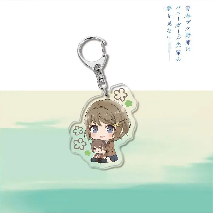Anime Rascal Does Not Dream of Bunny Girl Keychain Cartoon Figure Senpai Sakurajima Mai Acrylic Pendant Keyring