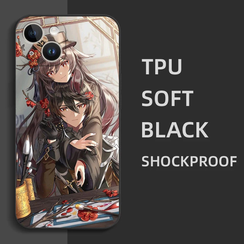 Black Tpu Case For ZTE blade A52 LITE A53 A72 V41 SMART lite plus smart axon 4 lite 4G 5G Genshin Impact