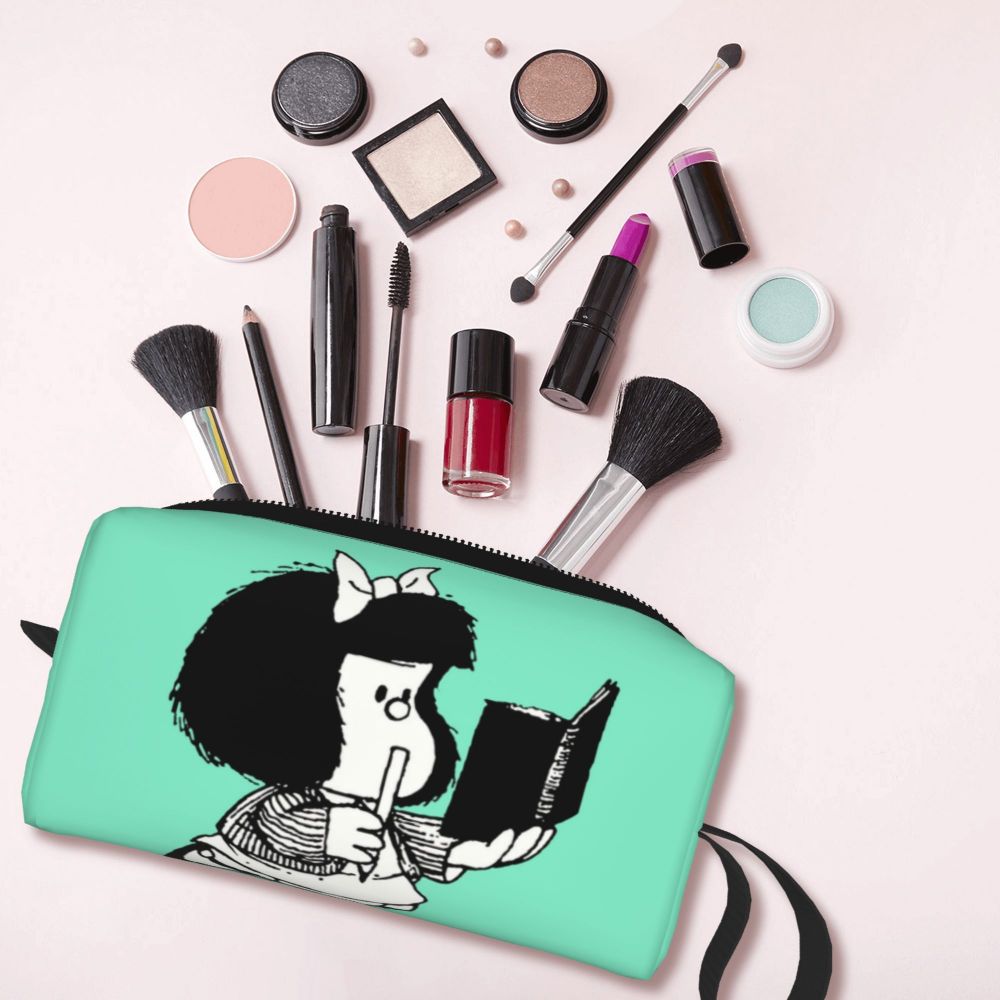 Custom Humor Manga Mafalda Travel Toiletry Bag Women Quino Argentina Cosmetic Makeup Bag Beauty Storage Bags Dopp Kit Box Case