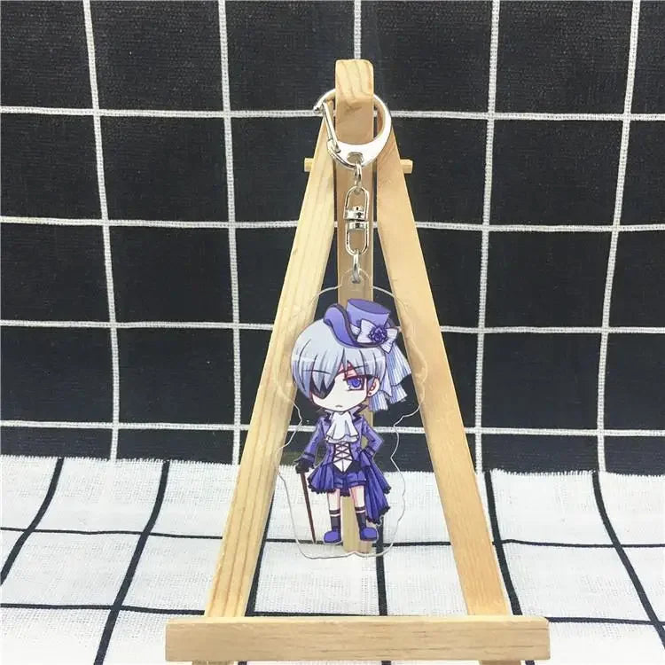 2024 Black Butler Keychain Double Sided Key Chain Acrylic Pendant Anime Accessories Cartoon Key Ring