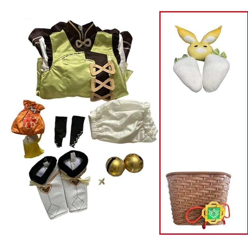 2022 Genshin Impact Yaoyao Cute Cosplay Costume Uniform Wig Cosplay Anime Game Yaoyao Chinese Style Halloween Costumes For Women