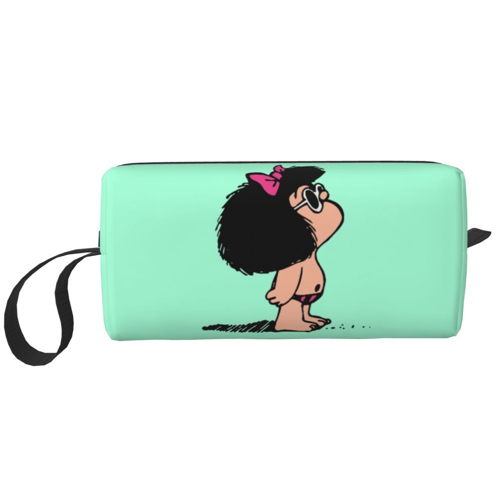 Custom Humor Manga Mafalda Travel Toiletry Bag Women Quino Argentina Cosmetic Makeup Bag Beauty Storage Bags Dopp Kit Box Case
