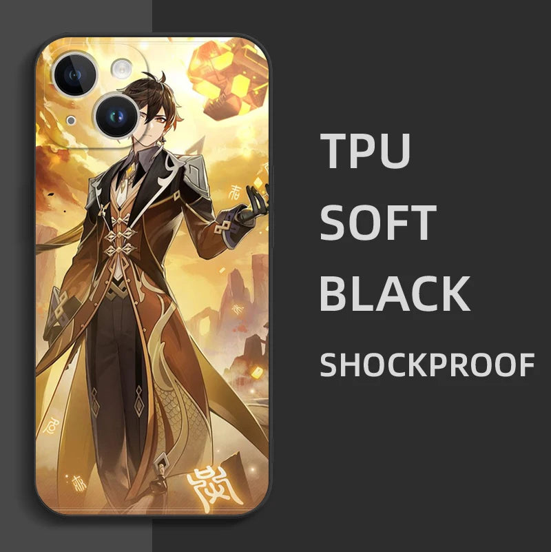 Black Tpu Case For ZTE blade A52 LITE A53 A72 V41 SMART lite plus smart axon 4 lite 4G 5G Genshin Impact